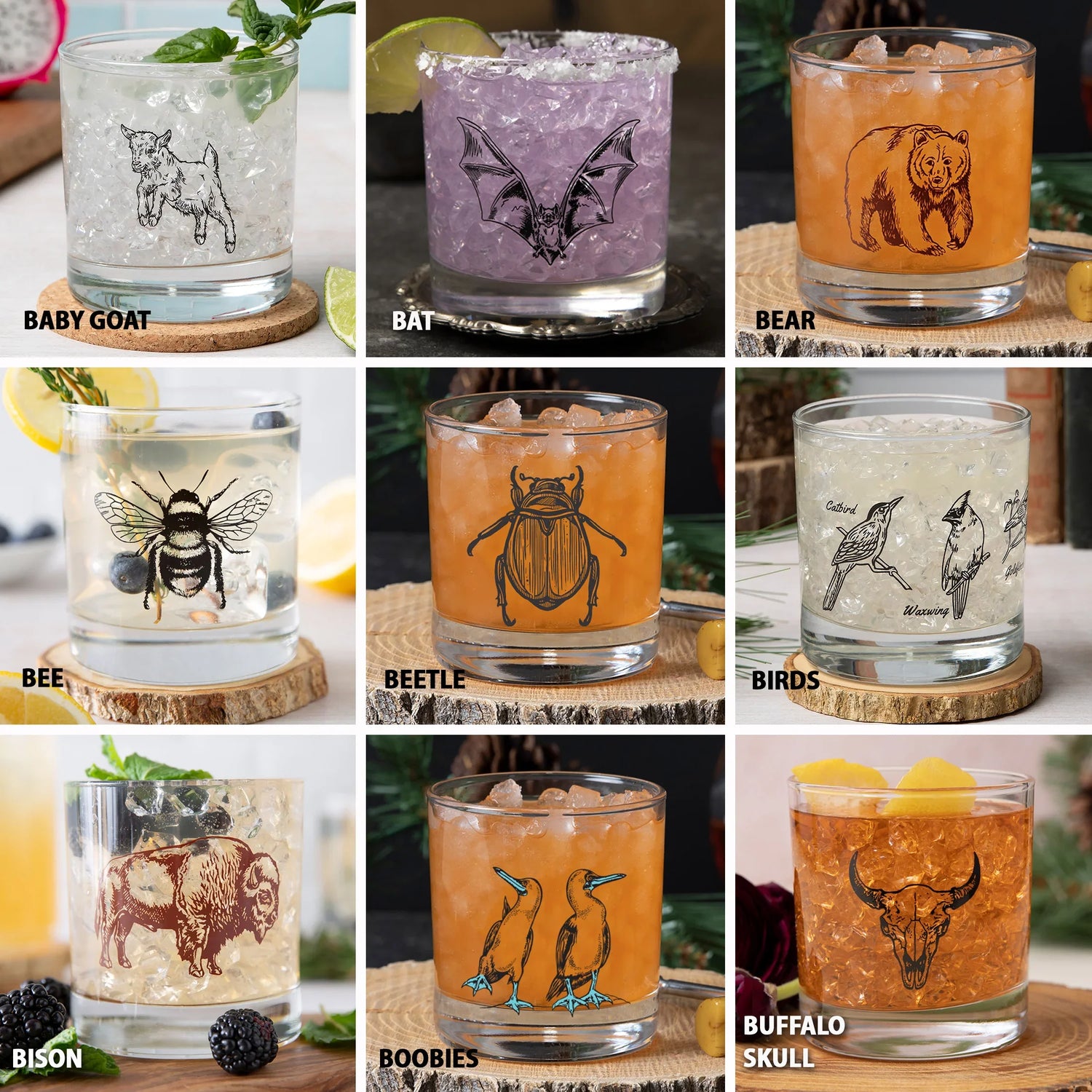 Mix and Match Rocks Set of 2 - 11oz Rocks Glasses - Counter Couture