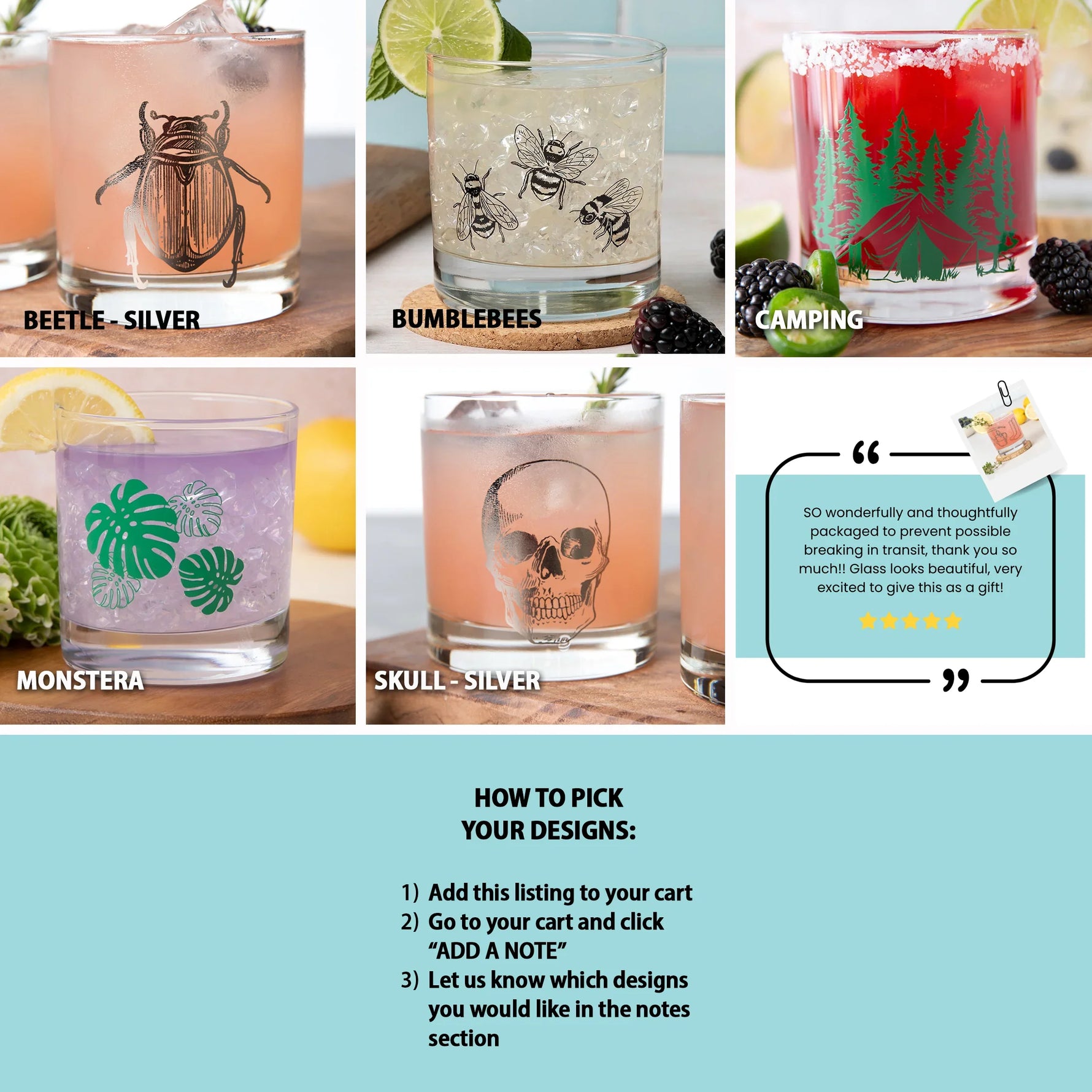 Mix and Match Rocks Set of 2 - 11oz Rocks Glasses - Counter Couture