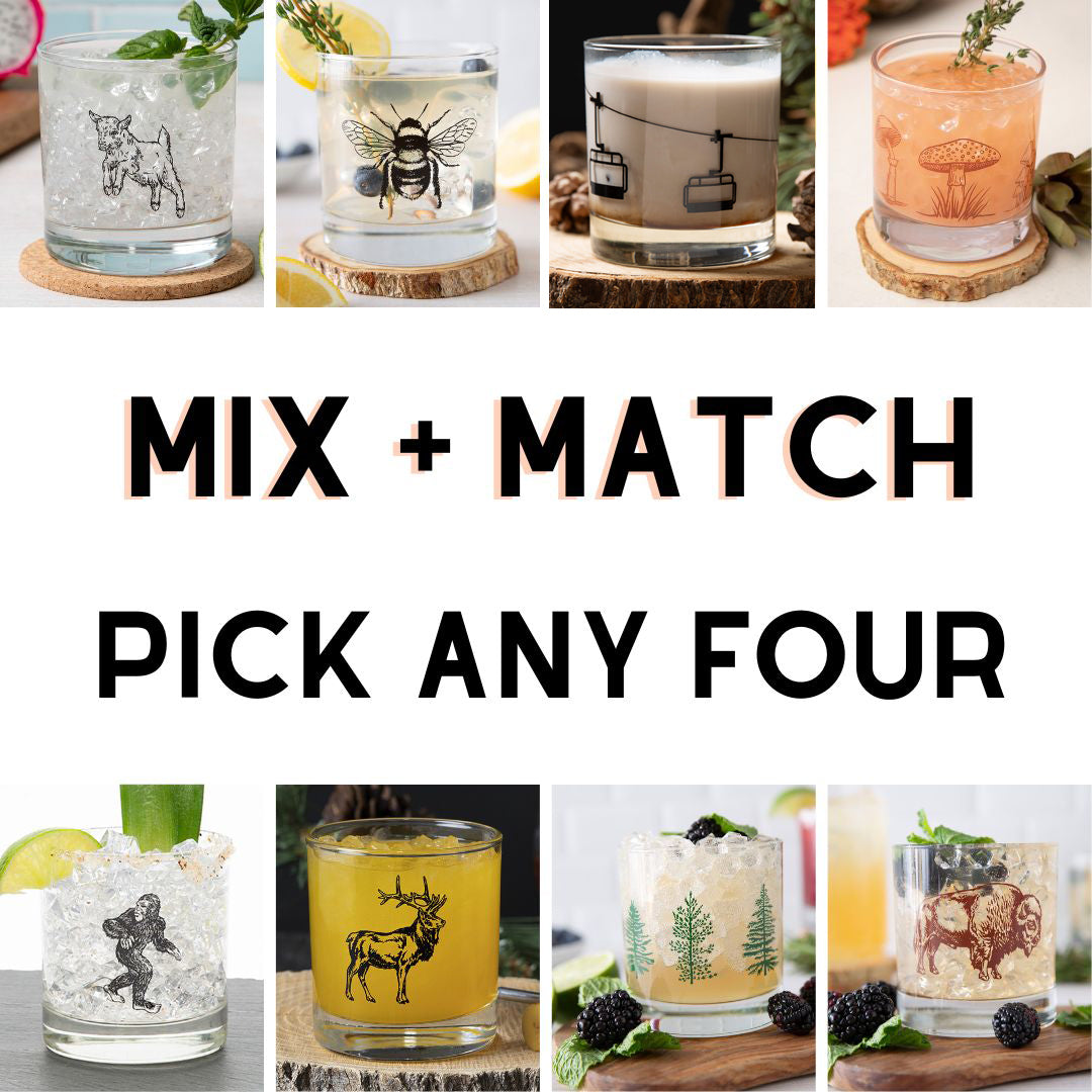 Mix and Match Rocks Glass Set of 4 - 11oz Rocks Glasses