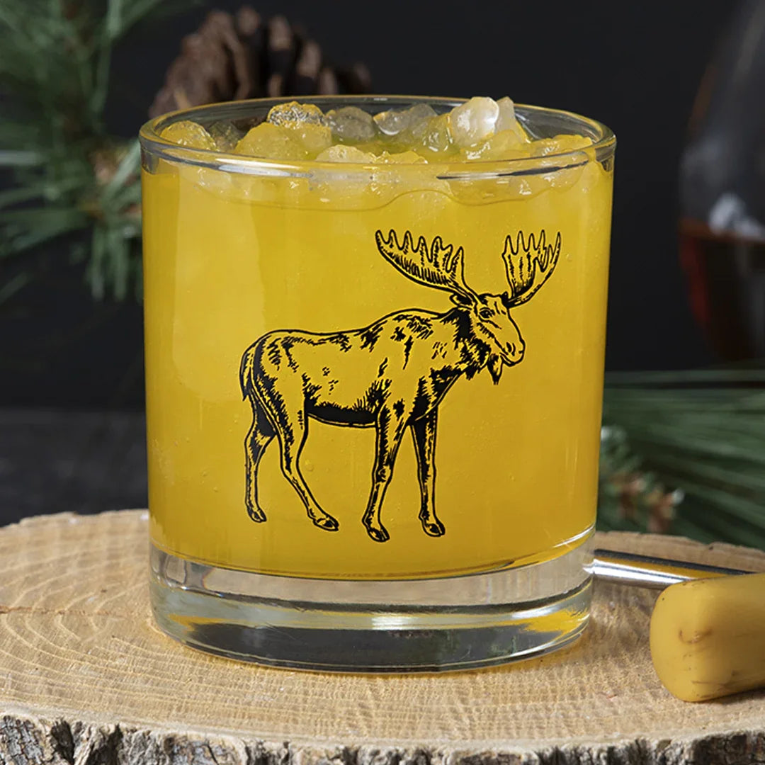 National Park Whiskey Glasses Set of 4 Lead-Free 11 oz Rocks Glass with Wildlife Prints - Counter Couture