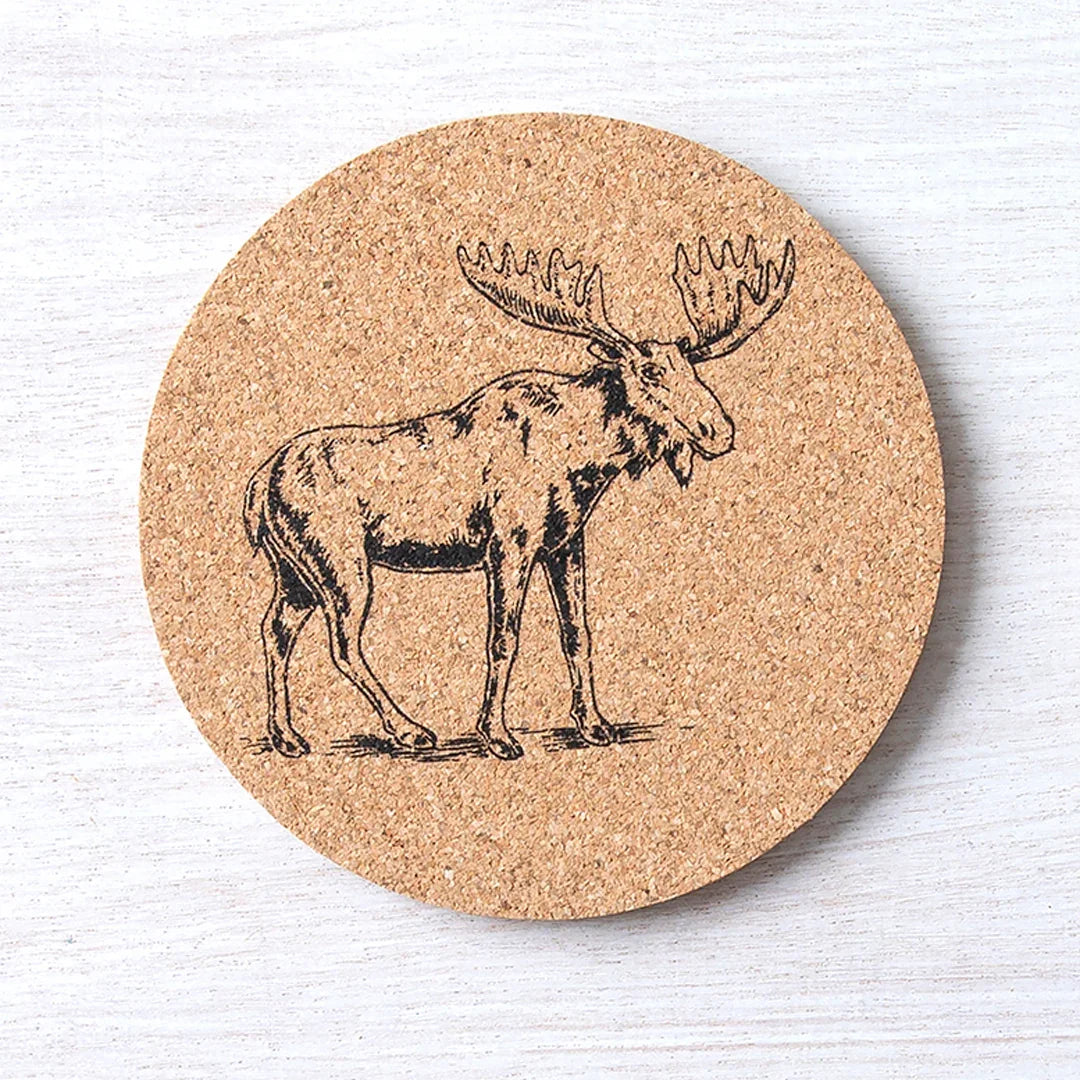 Moose Cork Coaster - Hand-Printed, Eco-Friendly, Locally Made - Counter Couture