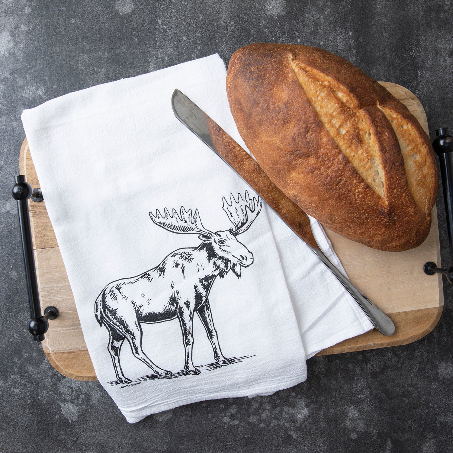 Moose Flour Sack Towel - Eco-Friendly | Hand-Drawn - Counter Couture