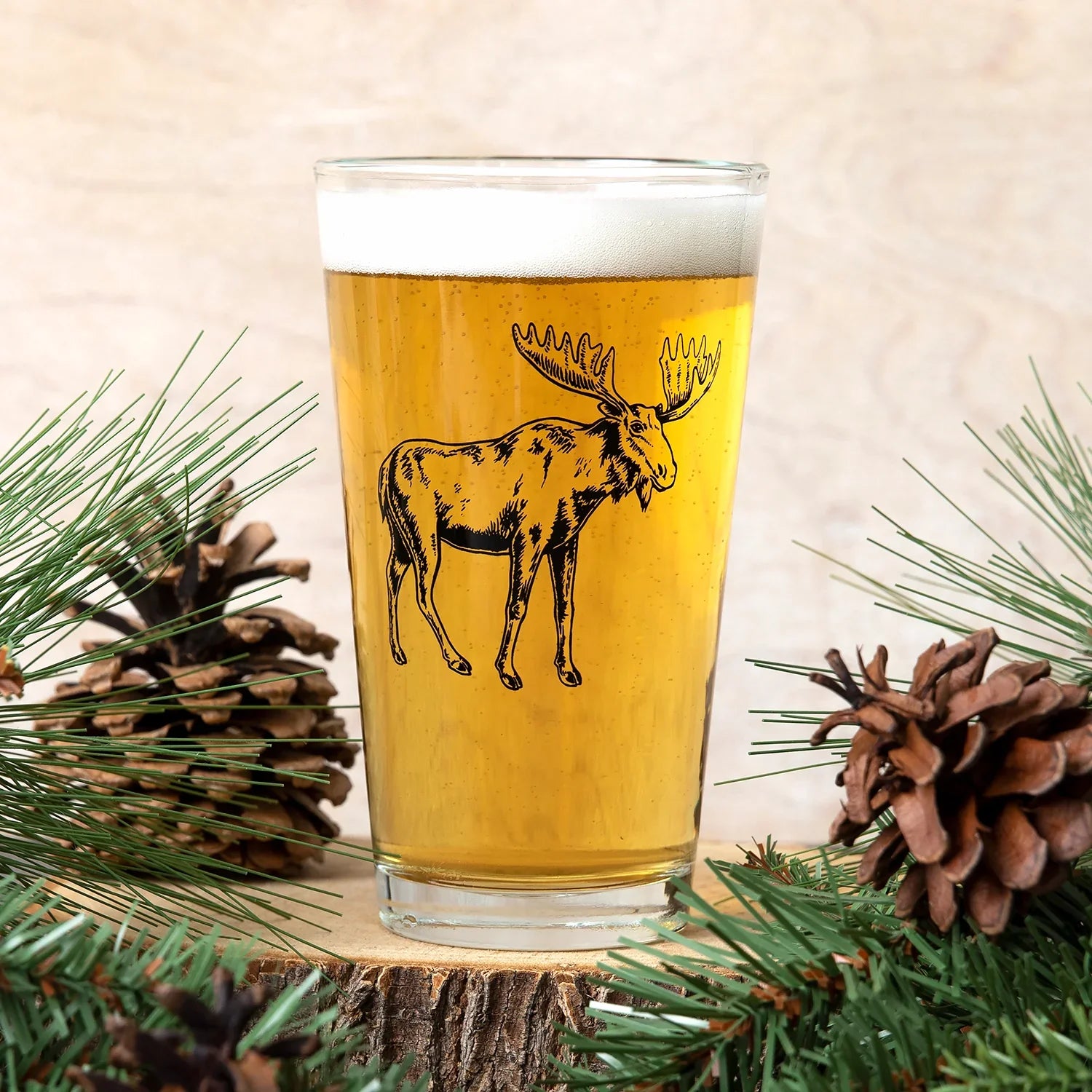 Moose Pint Glass - 16oz Beer Glass - Made in the US - Counter Couture