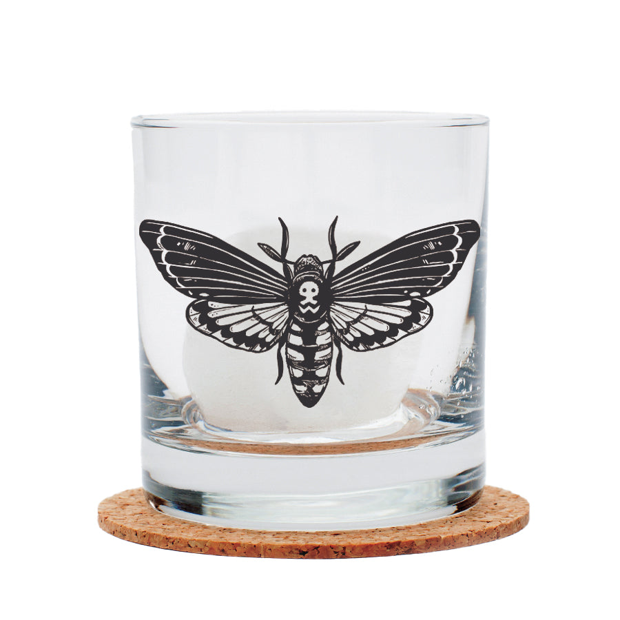 Moth Rock Rocks Glasses - Black Print - Dishwasher-Safe