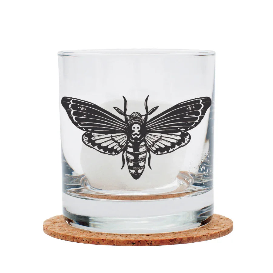 Moth Rock Rocks Glasses - Black Print - Dishwasher-Safe - Counter Couture