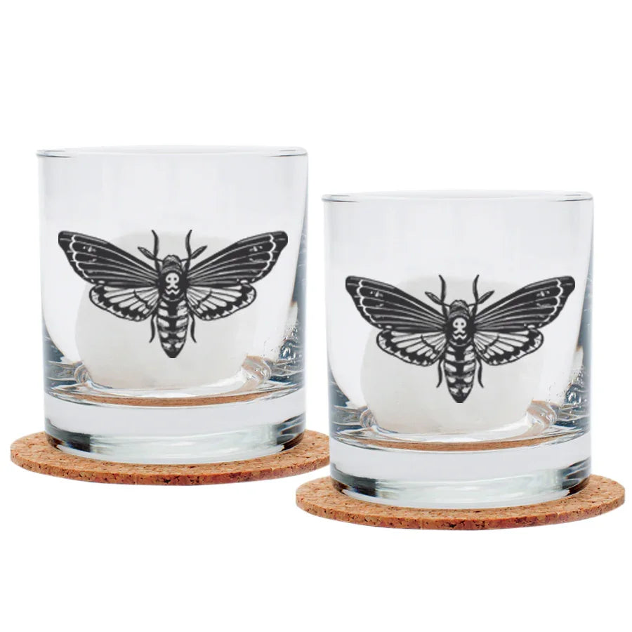 Moth Rock Rocks Glasses - Black Print - Dishwasher-Safe - Counter Couture