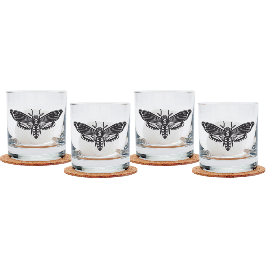 Moth Rock Rocks Glasses - Black Print - Dishwasher-Safe