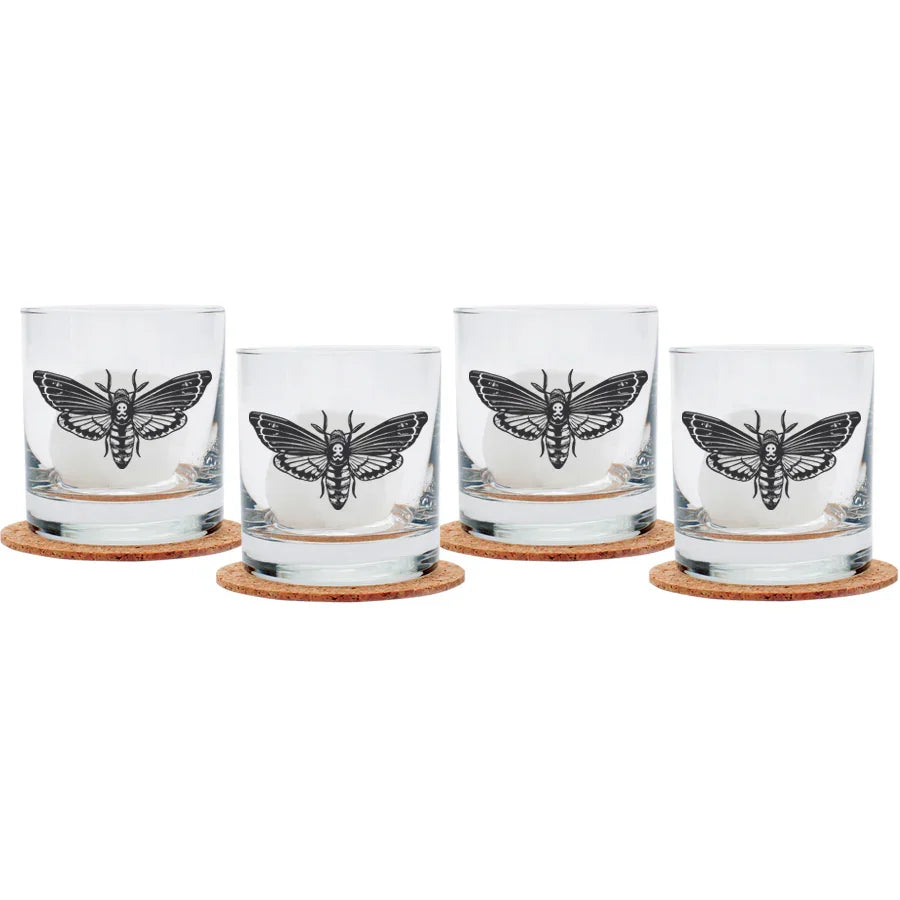Moth Rock Rocks Glasses - Black Print - Dishwasher-Safe - Counter Couture