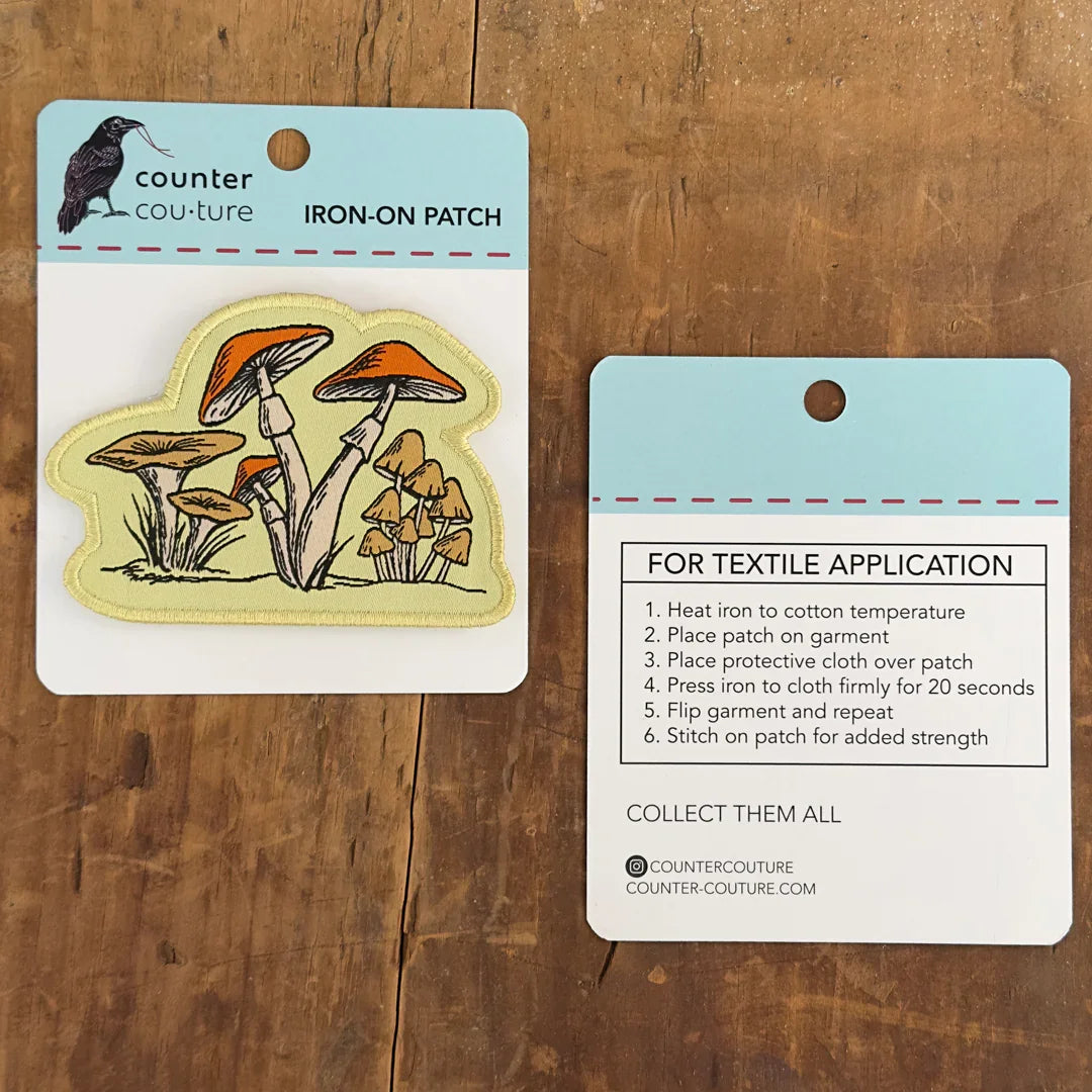Mushrooms Woven Patch – Iron-On Patch - Counter Couture