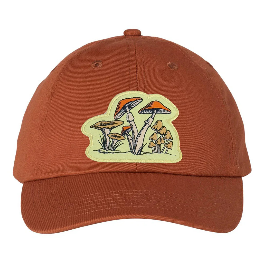 Mushroom Patch Classic Dad Hat – Rust Bio-Washed Cotton Cap - Counter Couture