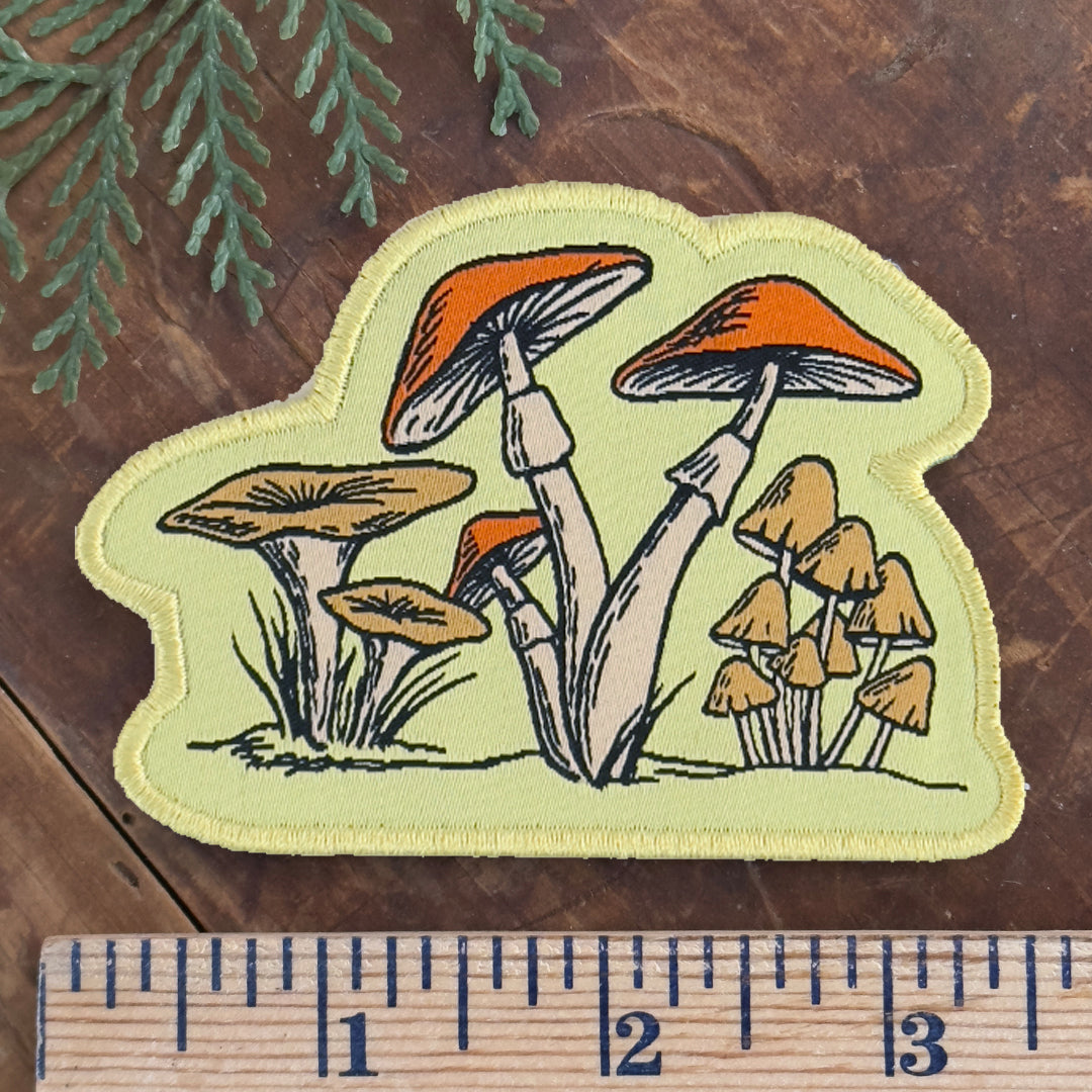 Mushrooms Woven Patch – Iron-On Patch