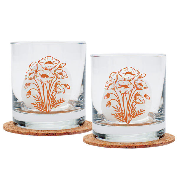 Poppy Rocks Glass – 11 oz Whiskey Glass