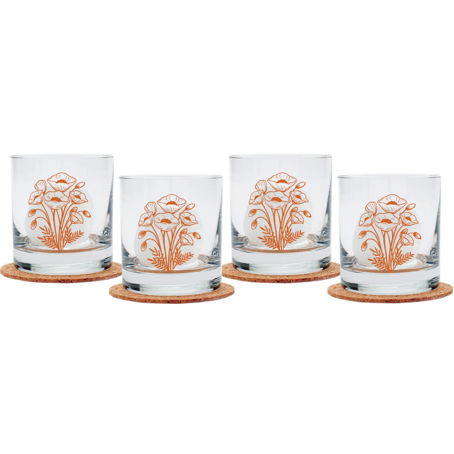 Poppy Rocks Glass – 11 oz Whiskey Glass