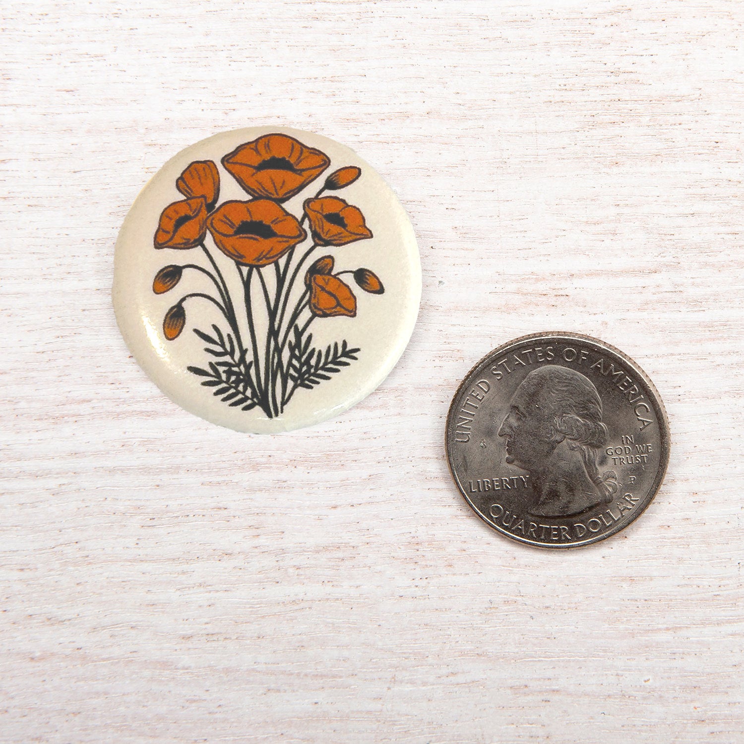 poppy button pin - 1.25