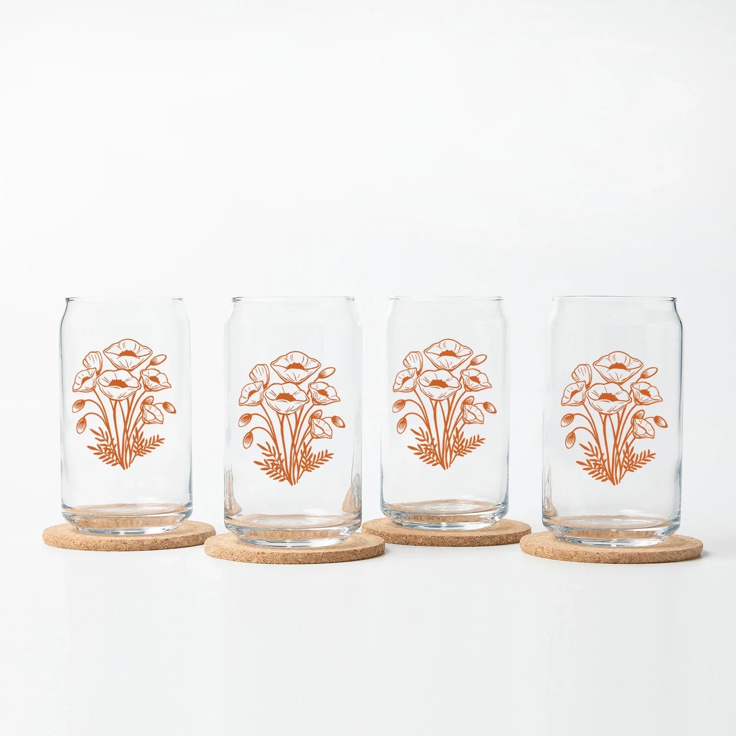 Poppy Beer Can Glass - 16 oz , Top-Rack Dishawasher Safe - Counter Couture