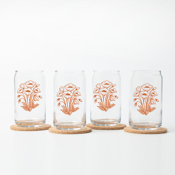 Poppy  Beer Can Glass - 16 oz , Top-Rack Dishawasher Safe