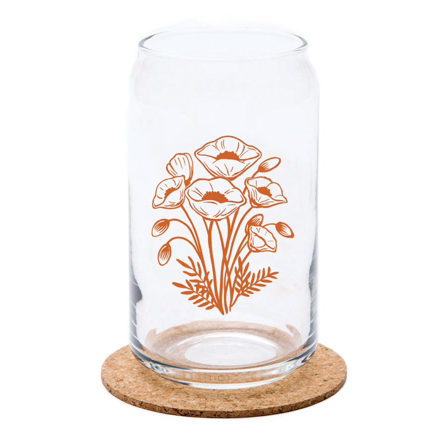 Poppy  Beer Can Glass - 16 oz , Top-Rack Dishawasher Safe