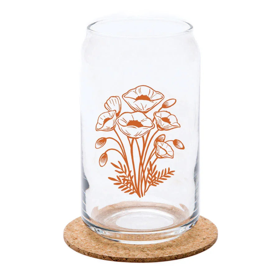 Poppy Beer Can Glass - 16 oz , Top-Rack Dishawasher Safe - Counter Couture