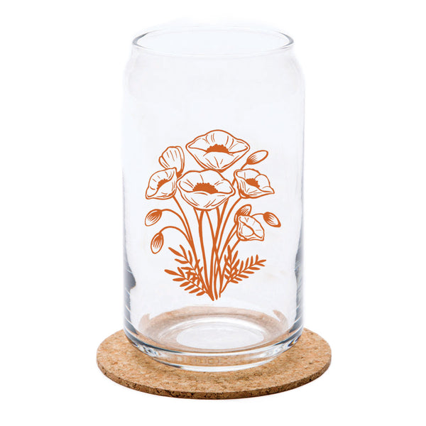 Poppy  Beer Can Glass - 16 oz , Top-Rack Dishawasher Safe