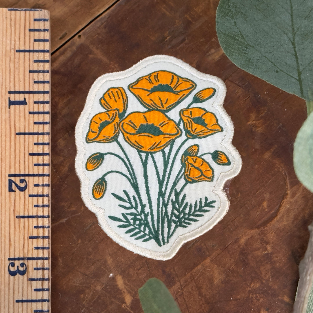 California Poppy Woven Patch – Iron-On Patch