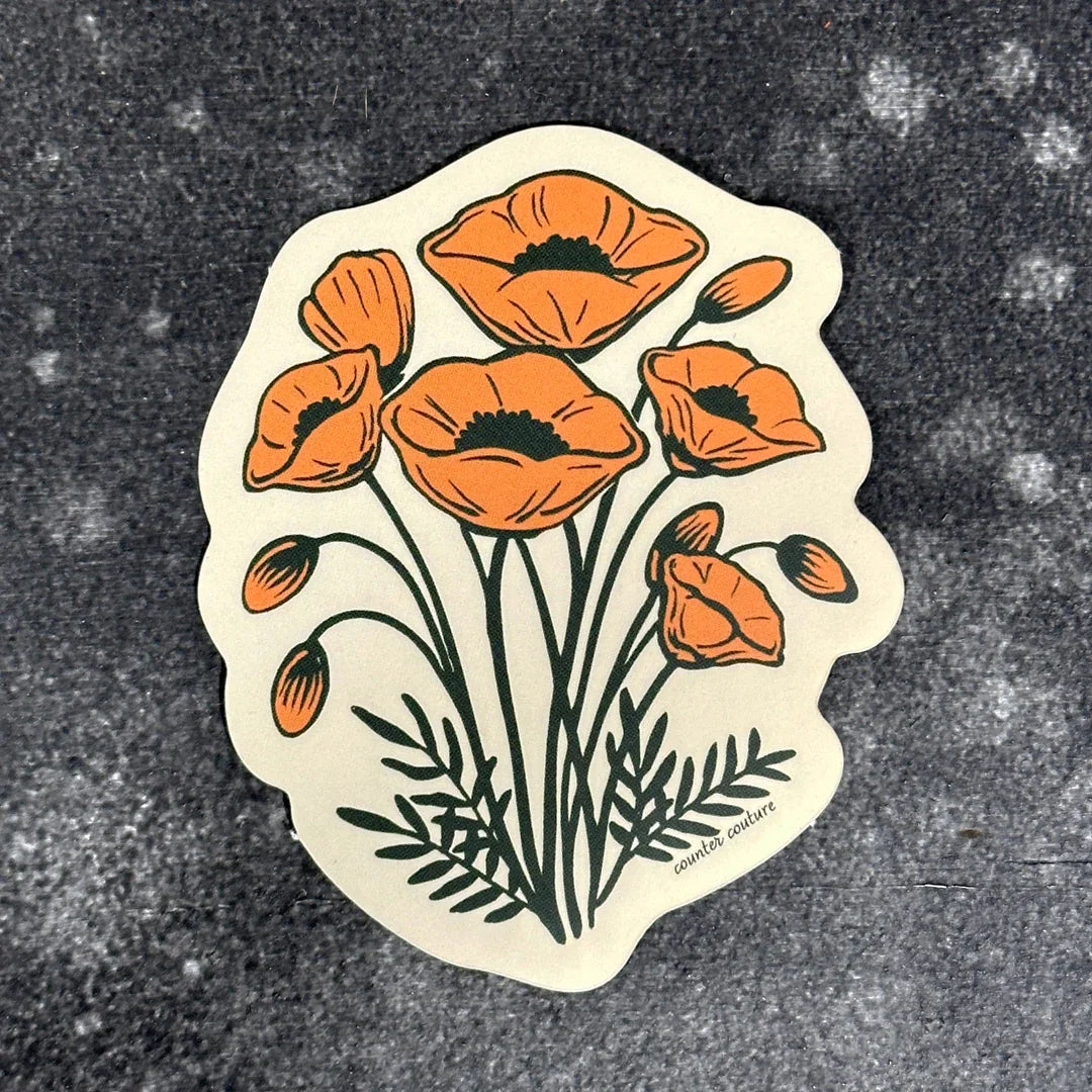 California Poppy Sticker - Water Bottle Decal - Counter Couture