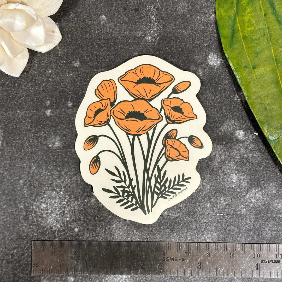California Poppy Sticker - Water Bottle Decal - Counter Couture