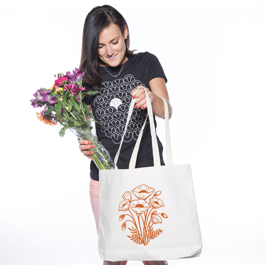 Poppy Canvas Tote Bag – Reusable Cotton Shopping Bag