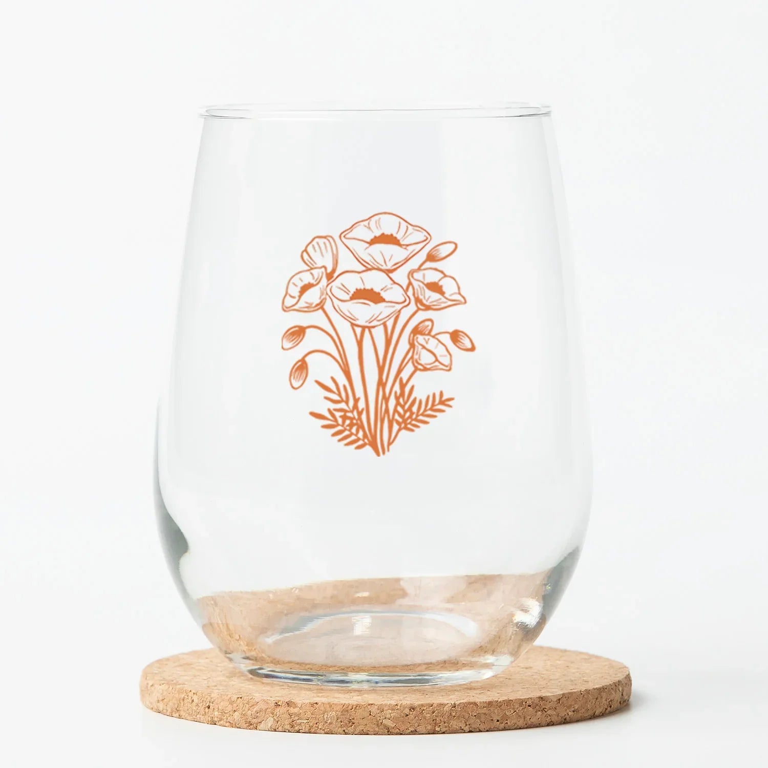 California Poppy Stemless Wine Glasses - Counter Couture