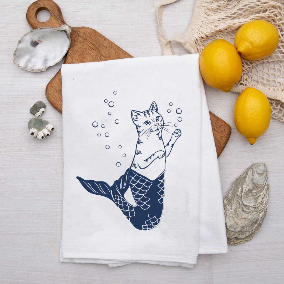 Purrmaid Flour Sack Tea Towel - Counter Couture