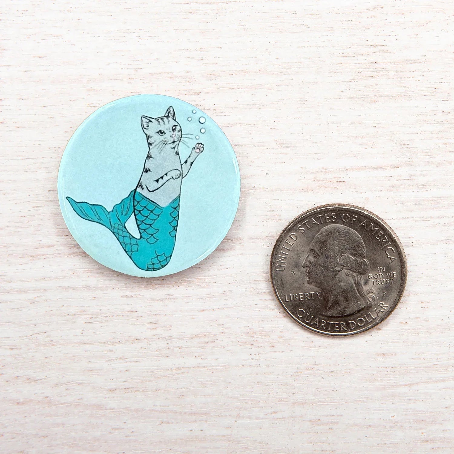 Purrmaid Button Pin - Cute Cat Lapel Pin for Jackets, Made in USA - Counter Couture