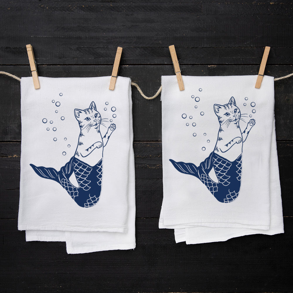 Purrmaid Flour Sack Tea Towel