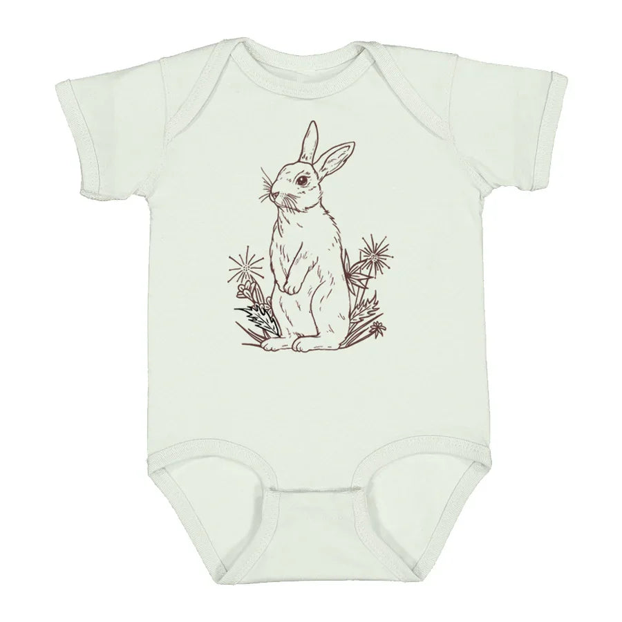 Rabbit Baby Bodysuit - Eco-Friendly, Hand-Drawn, 3-18 Months - Counter Couture