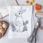 Rabbit Flour Sack Towel - Eco-Friendly Cotton, Hand-Drawn - Counter Couture