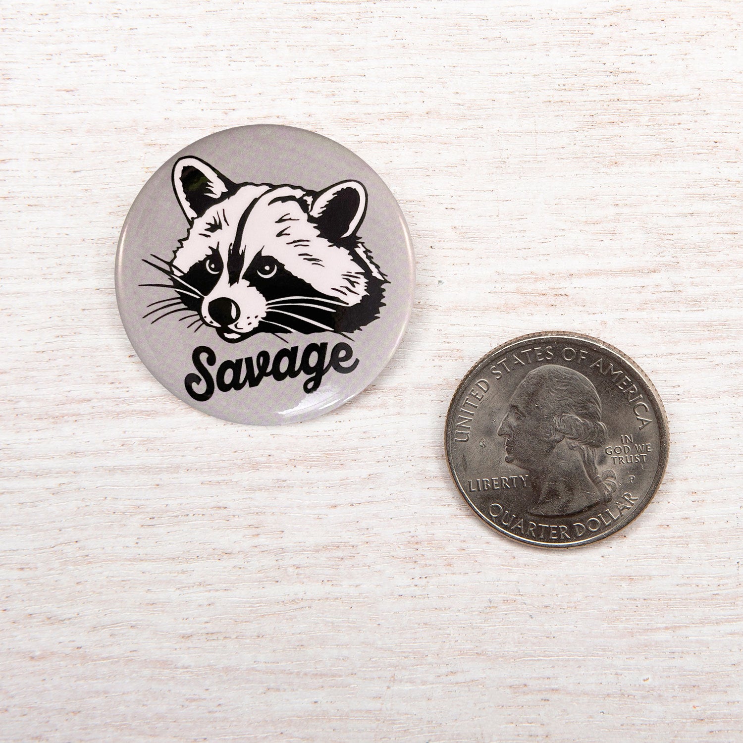 raccoon button pin - 1.25