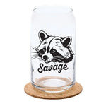 Raccoon Beer Can Glass - 16 oz Black Print - Counter Couture