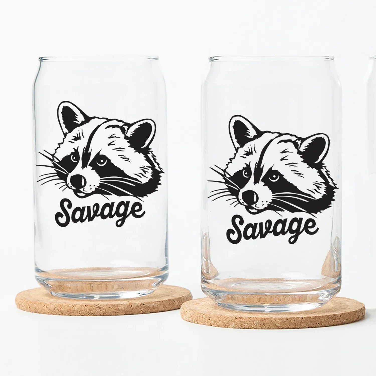 Raccoon Beer Can Glass - 16 oz Black Print - Counter Couture