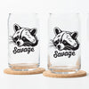 Raccoon  Beer Can Glass - 16 oz Black Print