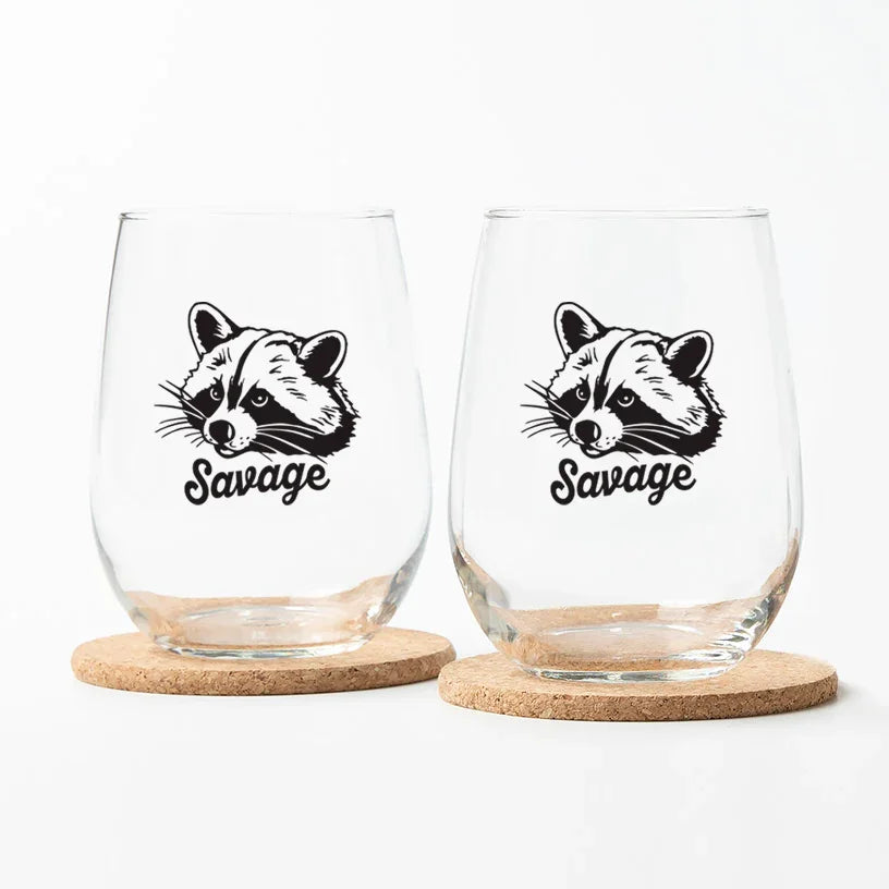 Raccoon Stemless Wine Glasses - Counter Couture