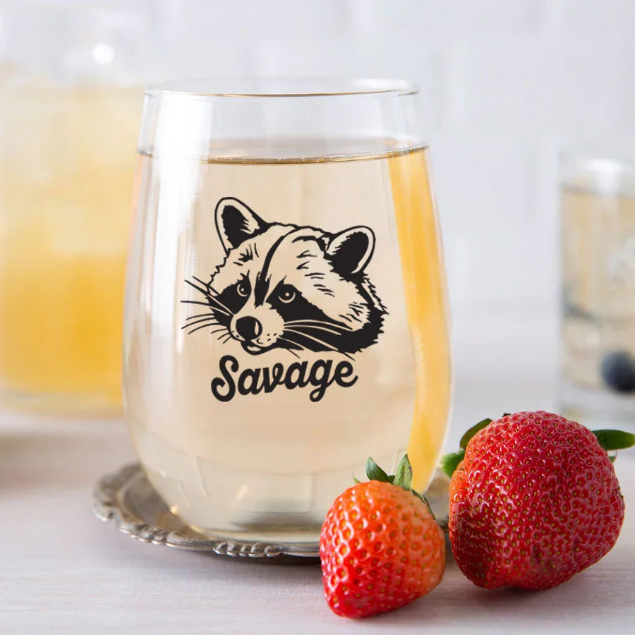 Raccoon Stemless Wine Glasses - Counter Couture