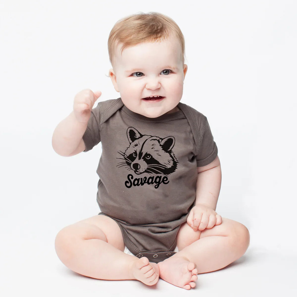 Raccoon Baby Bodysuit - Eco-Friendly, Hand-Drawn - Counter Couture