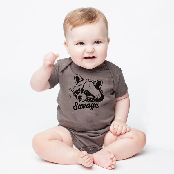 Raccoon Baby Bodysuit - Eco-Friendly, Hand-Drawn