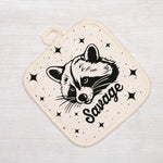 Raccoon Pot Holder - Heat Resistant Potholder with Silver Quilted Backing, Machine Washable 8x8 - Counter Couture