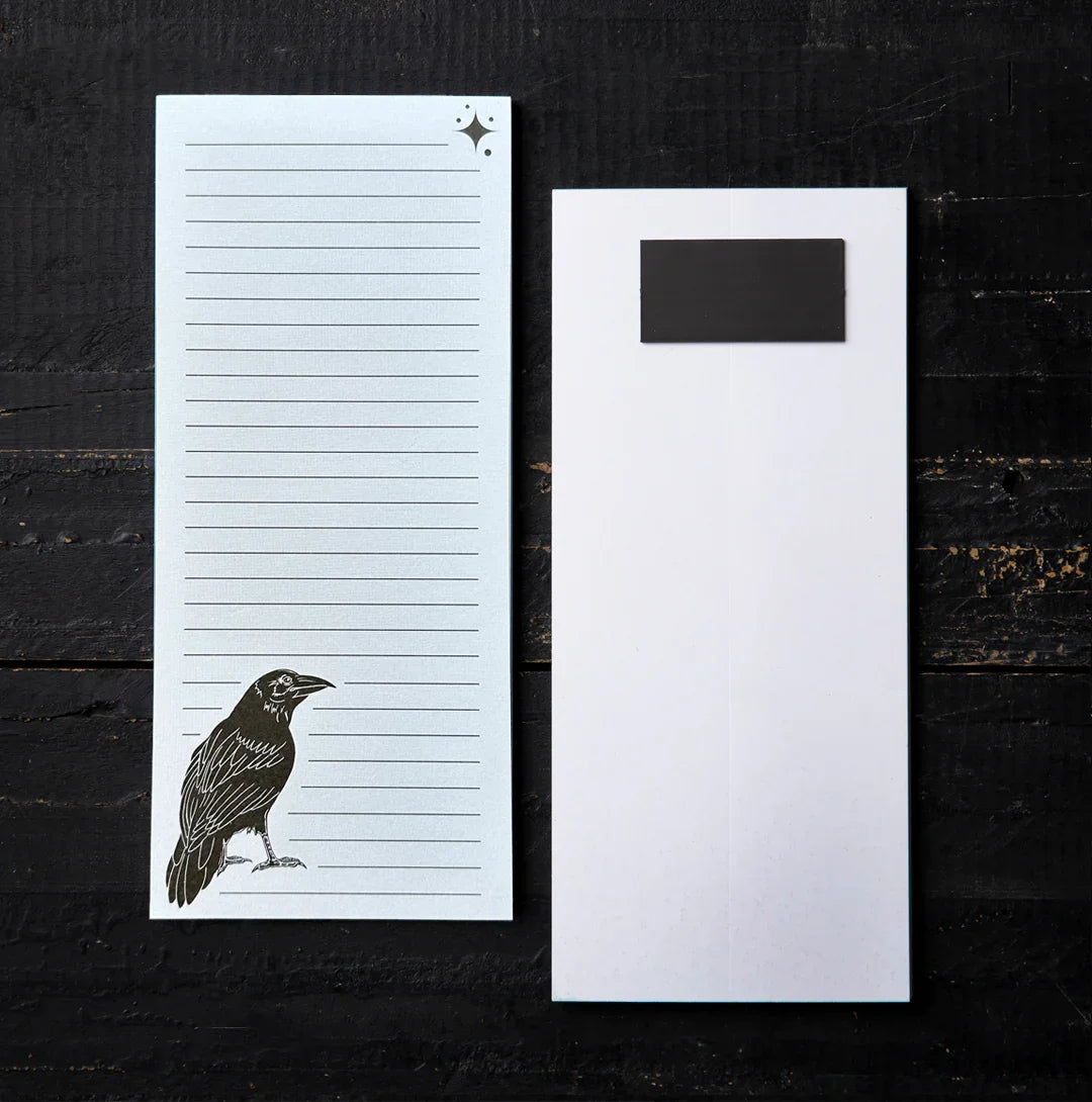Raven Magnetic Notepad - Grocery List Pad with Bird Design | Eco Friendly Recycled Paper - Counter Couture