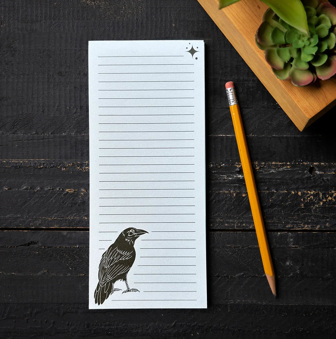 Raven Magnetic Notepad - Grocery List Pad with Bird Design | Eco Friendly Recycled Paper - Counter Couture