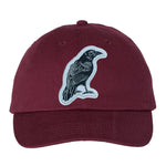 Raven Patch Classic Dad Hat – Burgundy Bio-Washed Cotton Cap - Counter Couture
