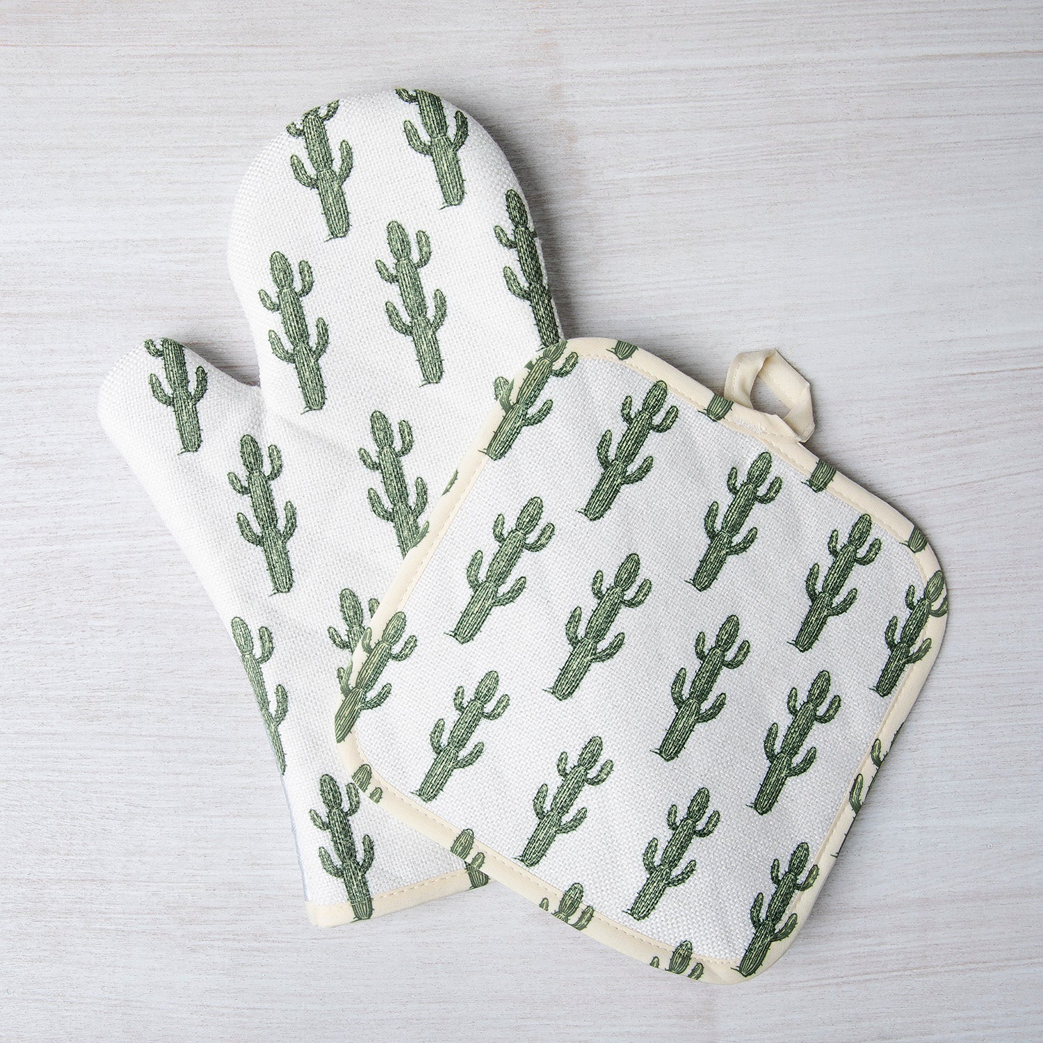 Saguaro Oven Mitt + Potholder Set - Heat Resistant, Stylish Kitchen Accessory - Perfect for Housewarming Gifts