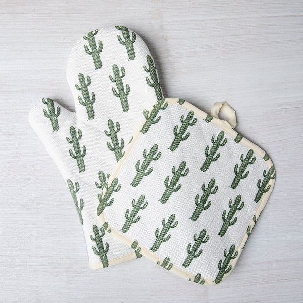 Saguaro Oven Mitt + Potholder Set - Heat Resistant, Stylish Kitchen Accessory - Perfect for Housewarming Gifts