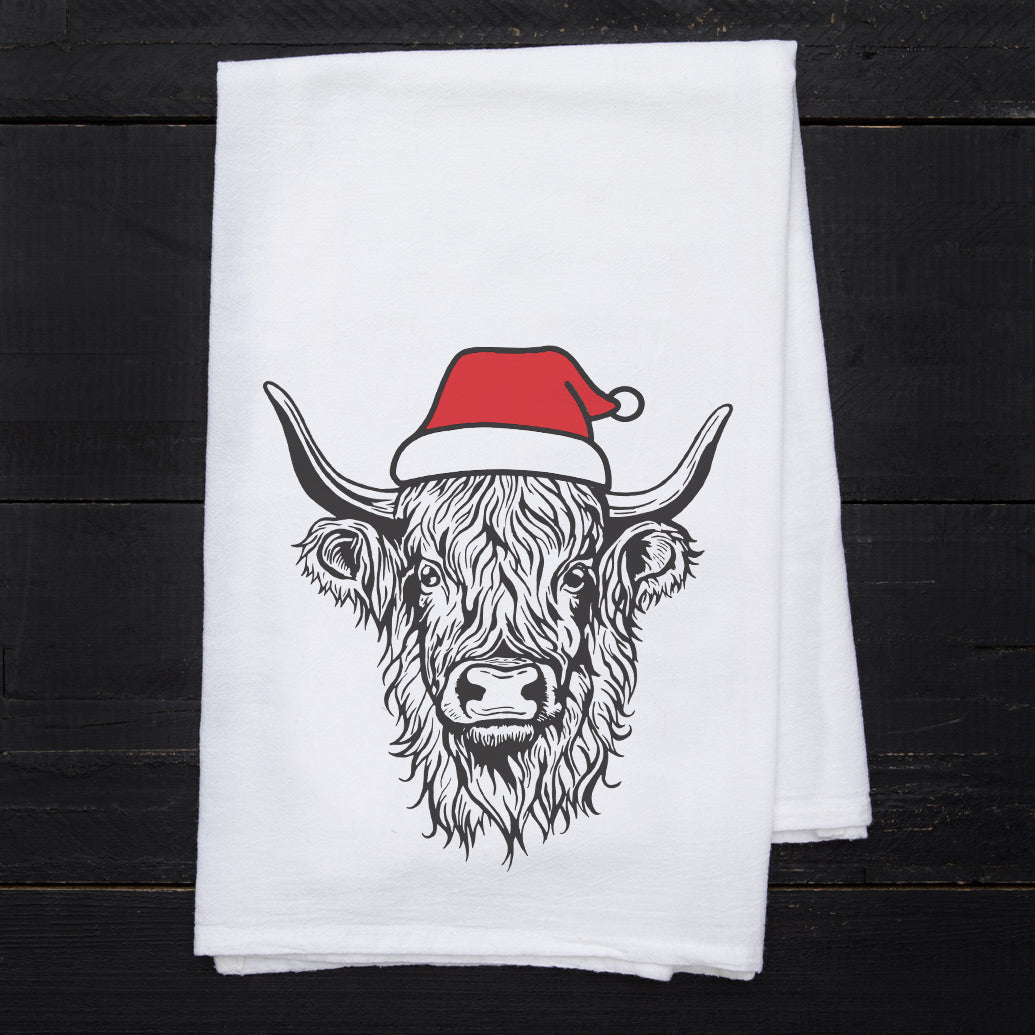 Santa Cow Flour Sack Towel - Eco-Friendly, Hand-Drawn - Counter Couture
