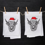 Santa Cow Flour Sack Towel - Eco-Friendly, Hand-Drawn - Counter Couture
