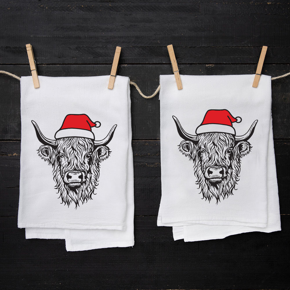 Santa Cow Flour Sack Towel - Eco-Friendly, Hand-Drawn - Counter Couture